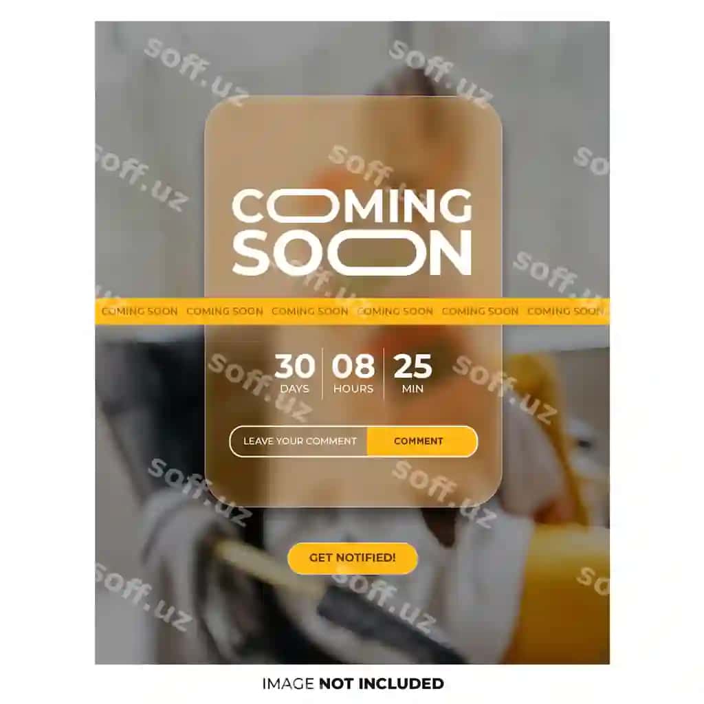 Tez orada ijtimoiy tarmoqlar posti uchun shablon hisobga olish bilan | Coming soon social media post template with countdown