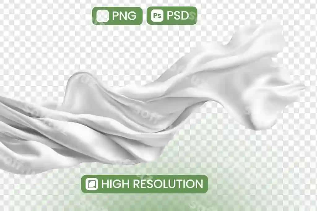 Oq o'tadigan mato chiroyli teksturasi bilan shaffof orqa fonda | White fabric flowing with beautiful texture transparent background