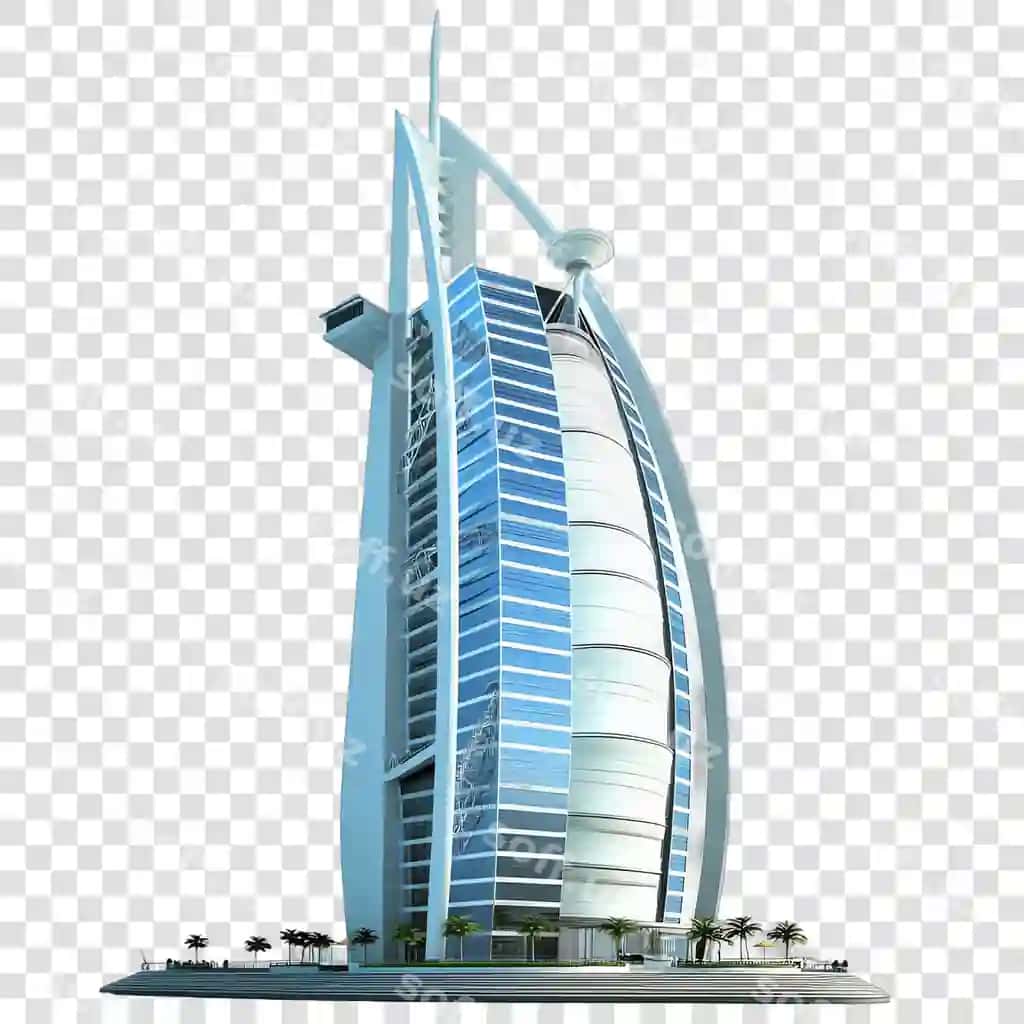 Dubai binosi ayrılgan shaffof fonda | Dubai building isolated transparent background