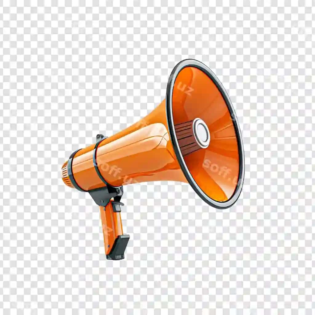 Megafon modeli ajraltirilgan shaffof orqa fonda | Megaphone mockup isolated transparent background 2