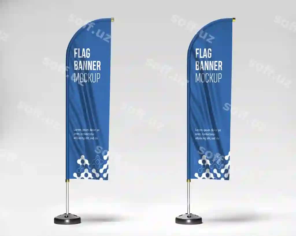 Targ'ibot qanotli bayroq baner mockup | Promotion feather flag banner mockup