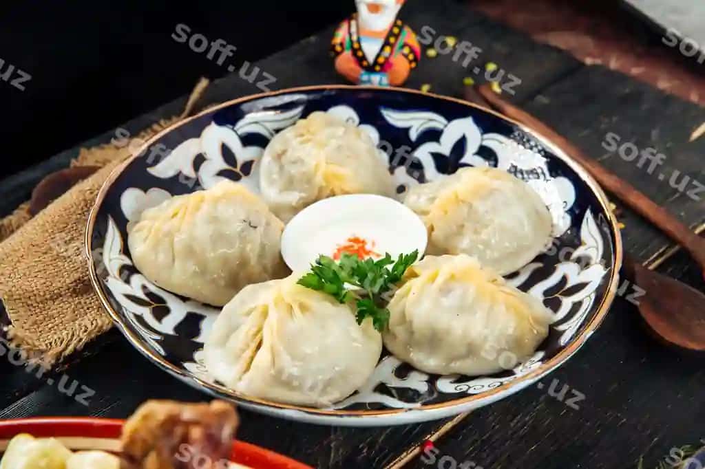 Markaziy Osiyoda manti an'variy taom | Central asian dumplings manti traditional plate 2