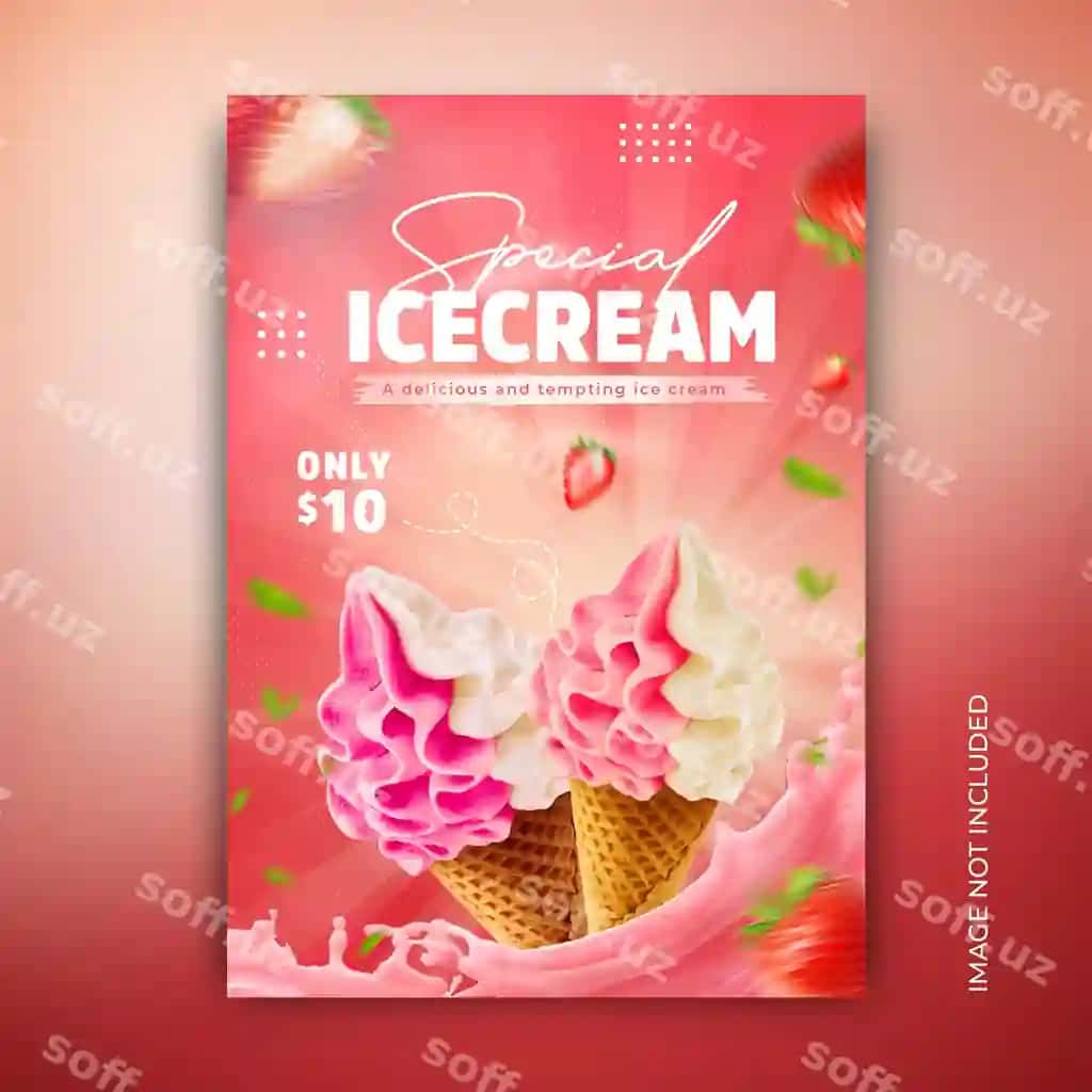 Mazali muzqaymoq ovqat menyu chiqim ijtimoiy tarmoqlar banner shabloni | Delicious ice cream food menu flyer social media banner template 2