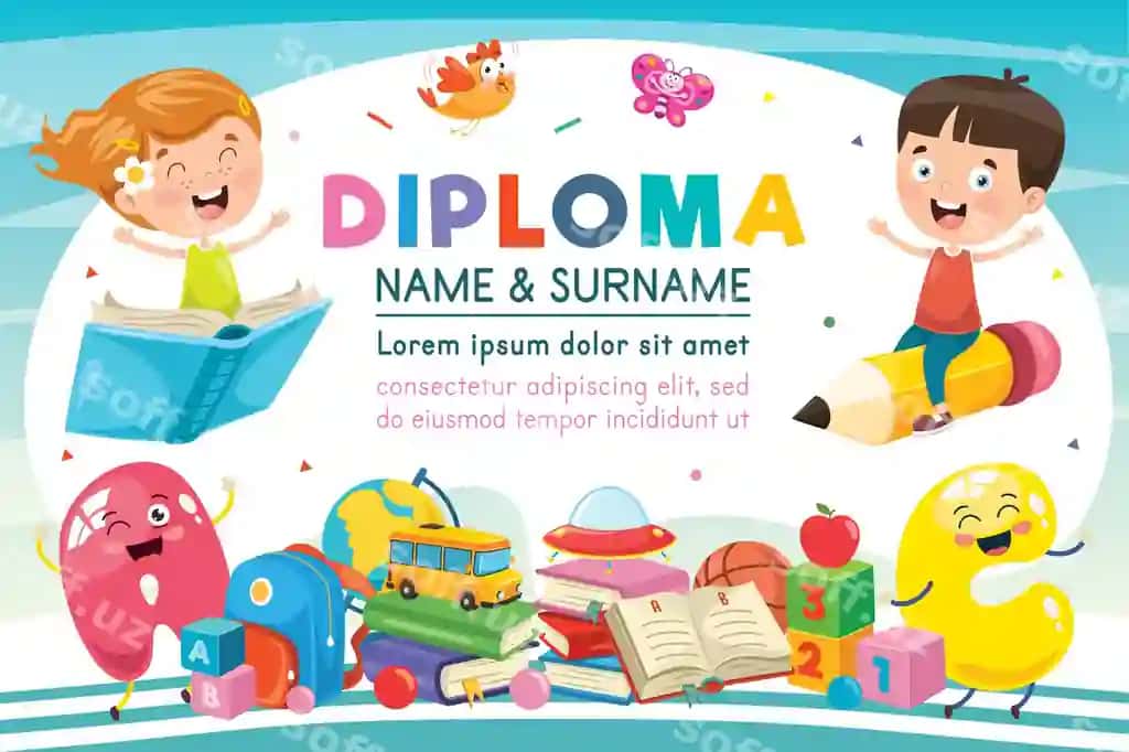 Bog'acha va boshlang'ich maktab bolalari uchun diploma sertifikati | Preschool elementary school kids diploma certificate 2