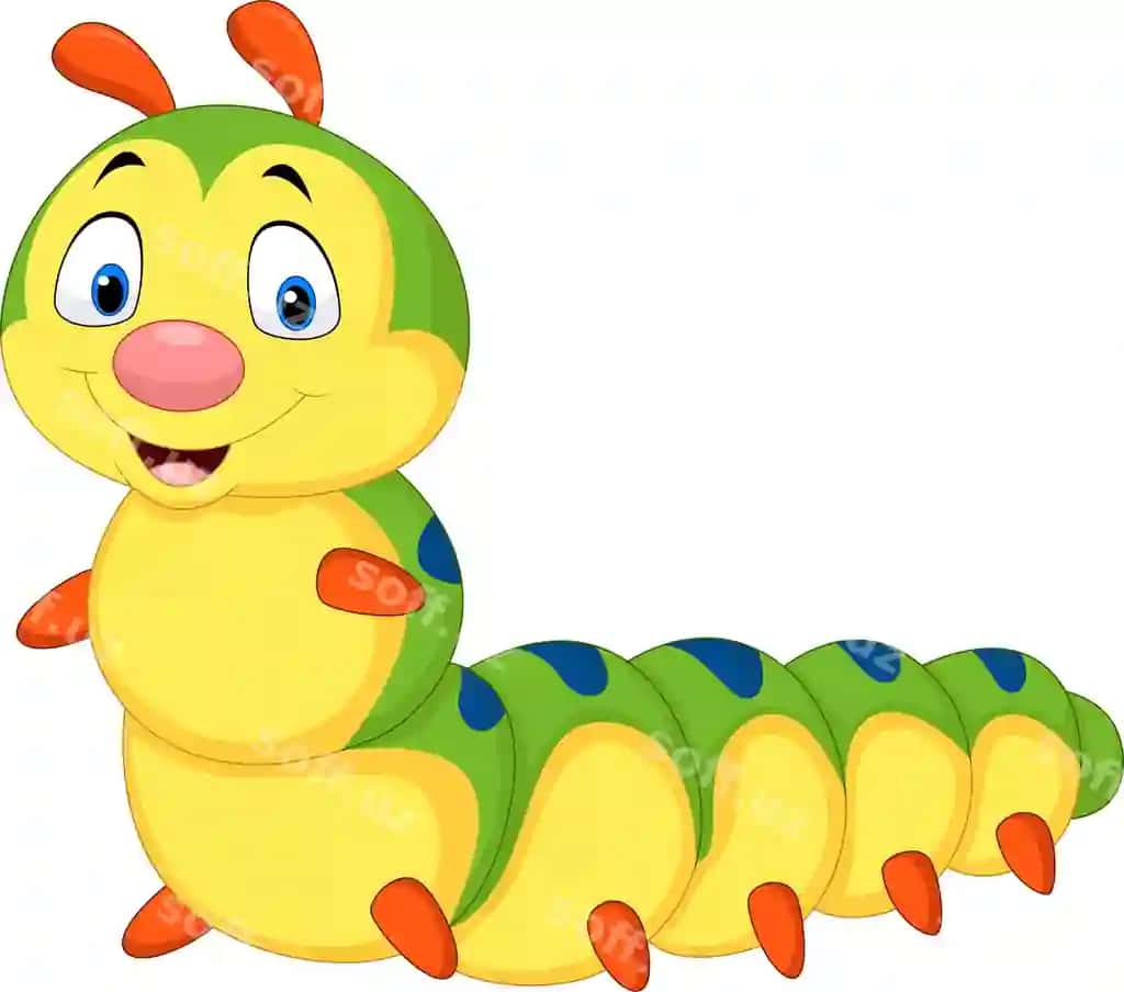 Karyakter kukumi oq fonda ajraltirilgan | Cartoon caterpillar isolated white background 2