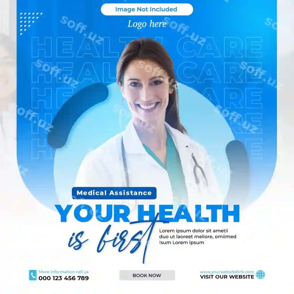 Tibbiy soxta Instagram posti uchun ijtimoiy tarmoqlar banneri shablon dizayni | Medical care instagram post social media banner template design