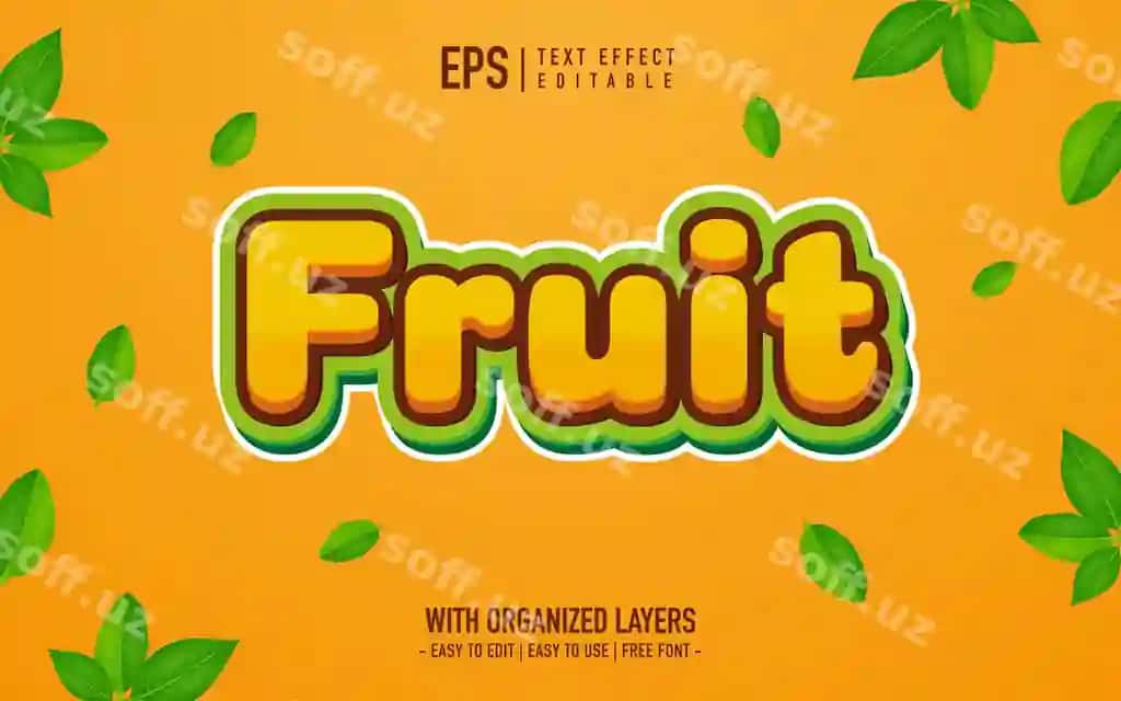 Yangi meva matn effekti 3d uslubi | Fresh fruit text effect 3d style