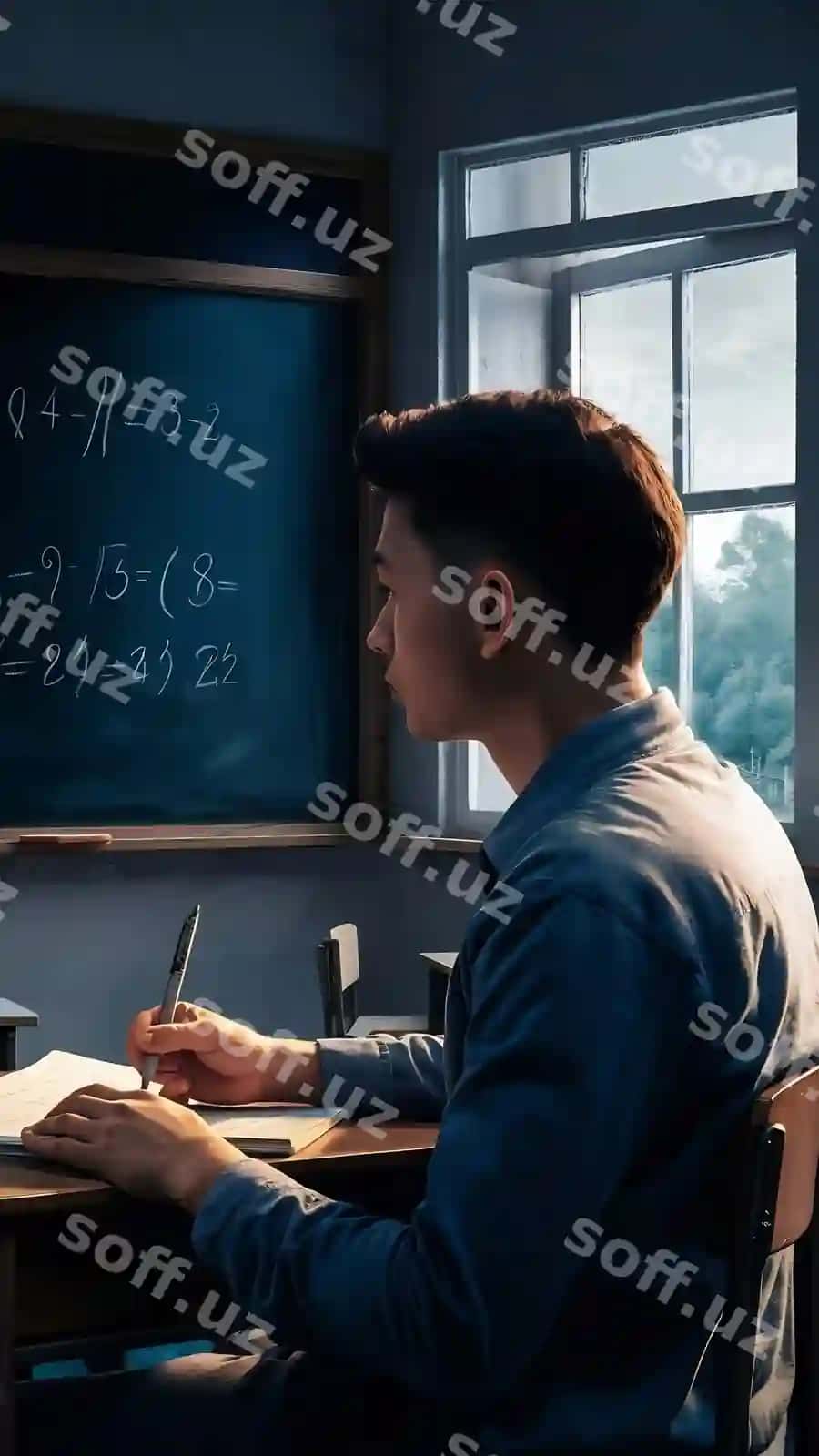 Er qiziqish sinfi Er tomonidan ko'rinish | Side view man classroom