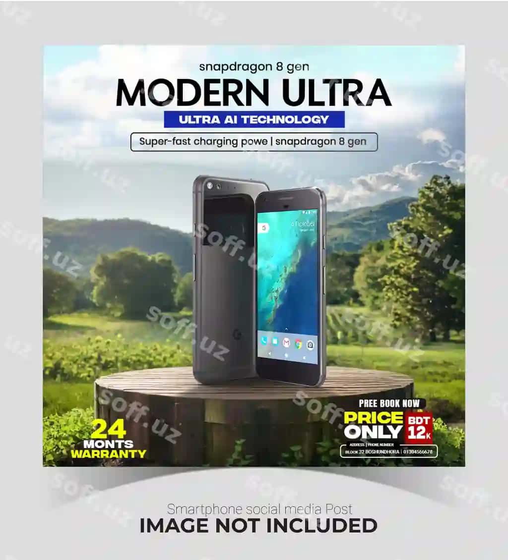 Smartfon sotuv reklamasi ijtimoiy tarmoqlar banneri | Smartphone selling ad social media banner