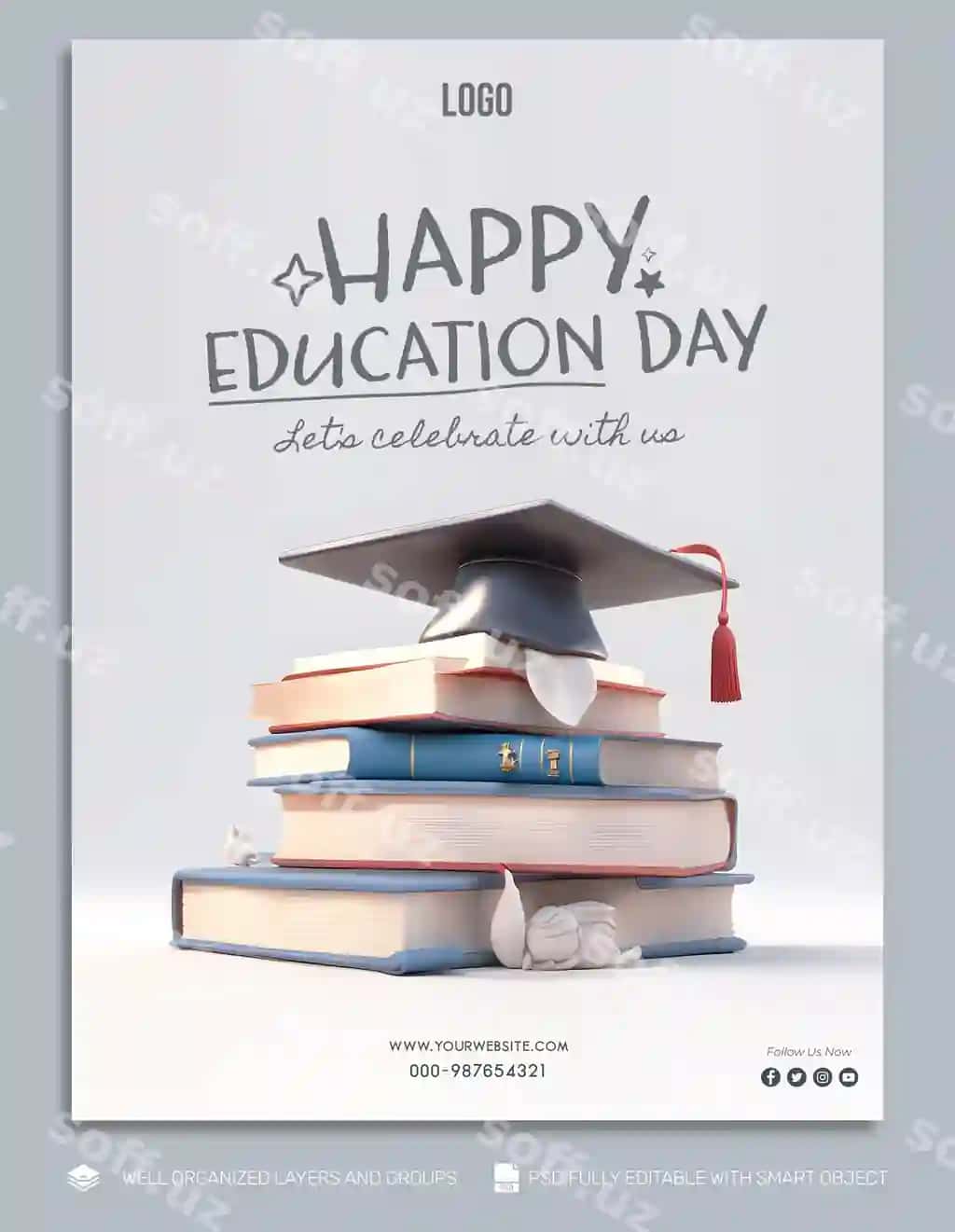 Psd shablon baner flyer xalqaro ta'lim kun ijtimoiy media | Psd template banner flyer international education day social media 2