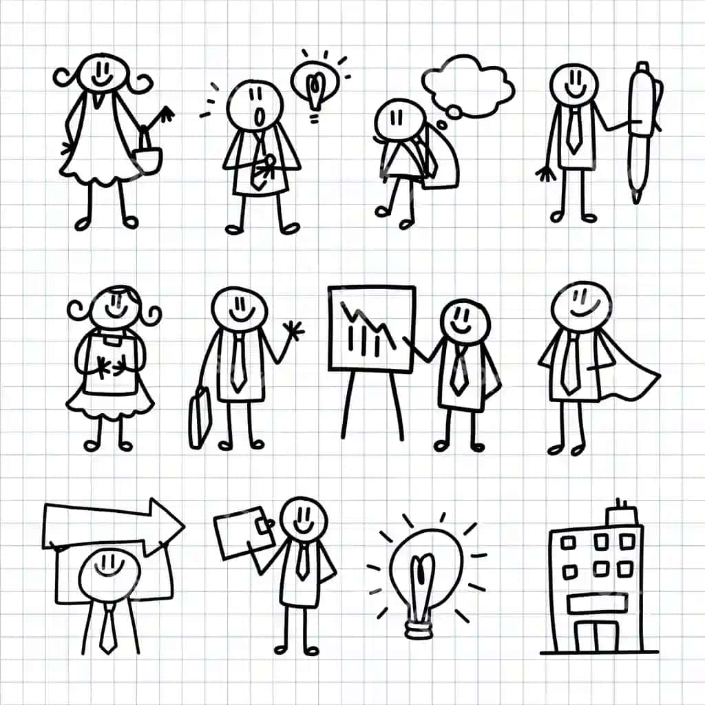 Qozib chizilgan stikmenlar to'plami | Hand drawn stickman collection