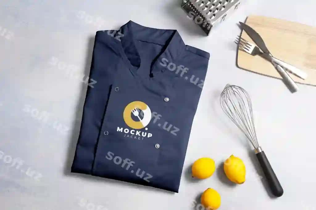 Yuqori ko'rinish oshpaz jaketka namunasi | Top view chef jacket mockup