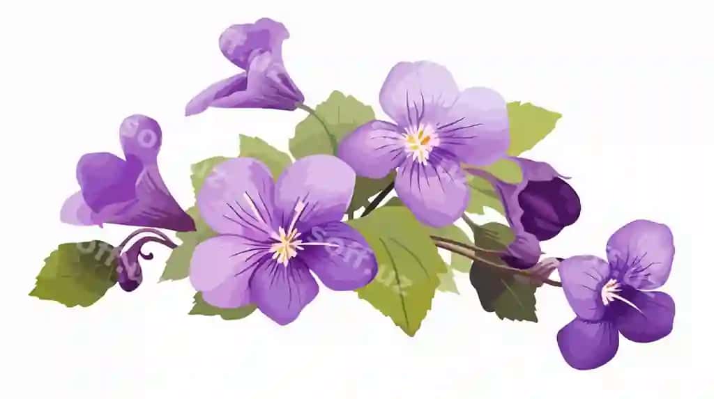 Chiroyli daraxt binafsha gullari ajraltirilgan oq fonda | Gorgeous wood violet flowers isolated white background