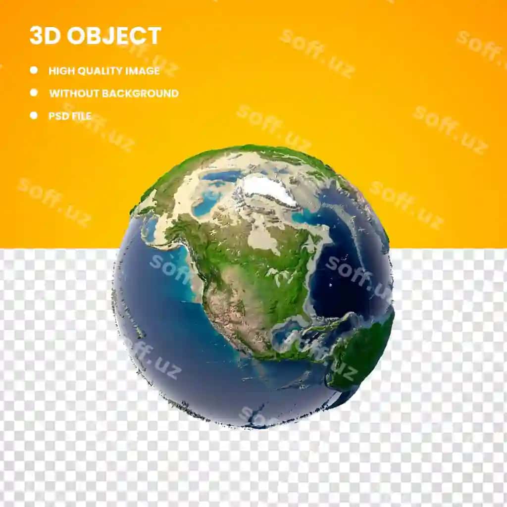 Psd 3d yer sharosi modeli | Psd 3d earth globe model 2