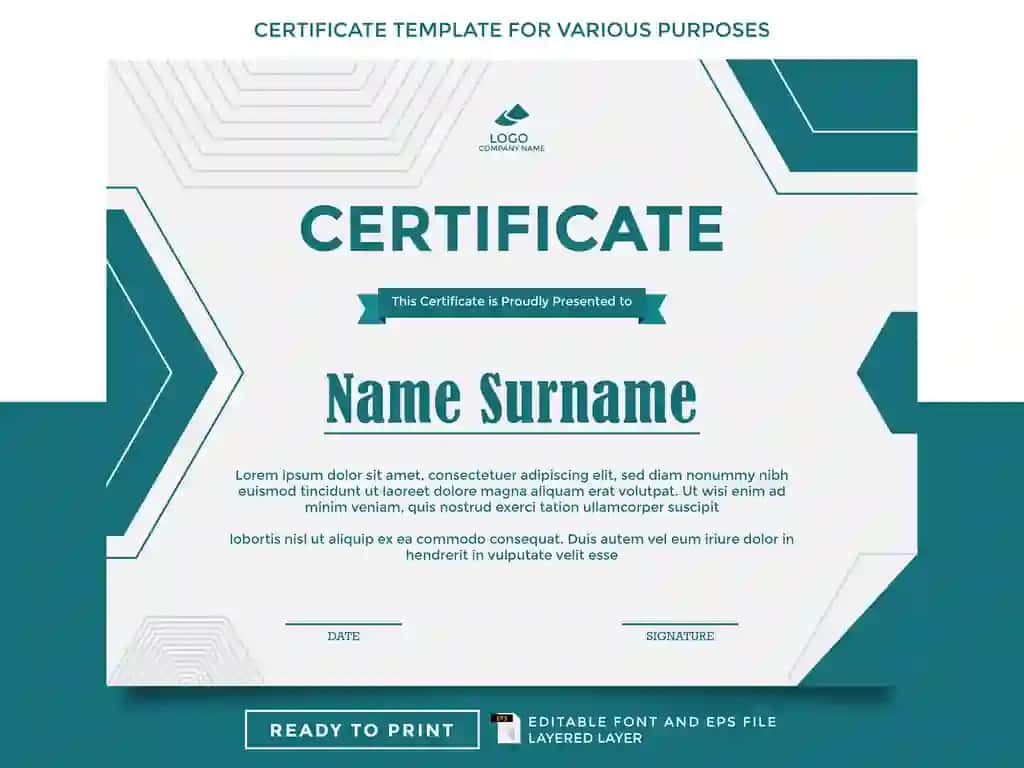 Turli maqsadlar uchun chop etish uchun tayyor sertifikat shablonlari | Printready certificate templates various purposes