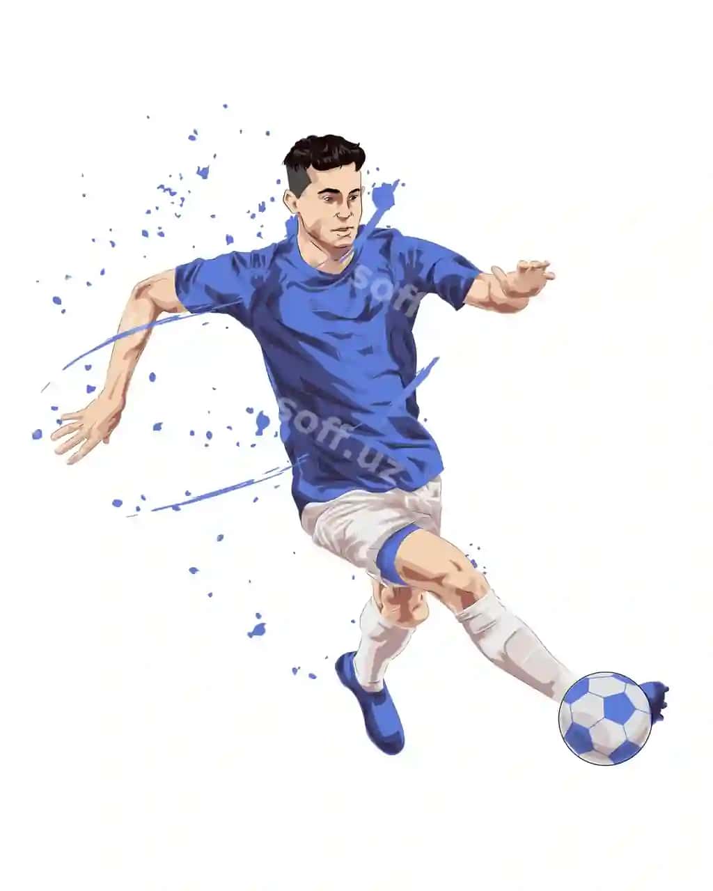 Illustratsiya futbol o'yinchi to'pni aylantrish abstrakt illustratsiya | Illustration soccer player dribbling ball abstract illustration