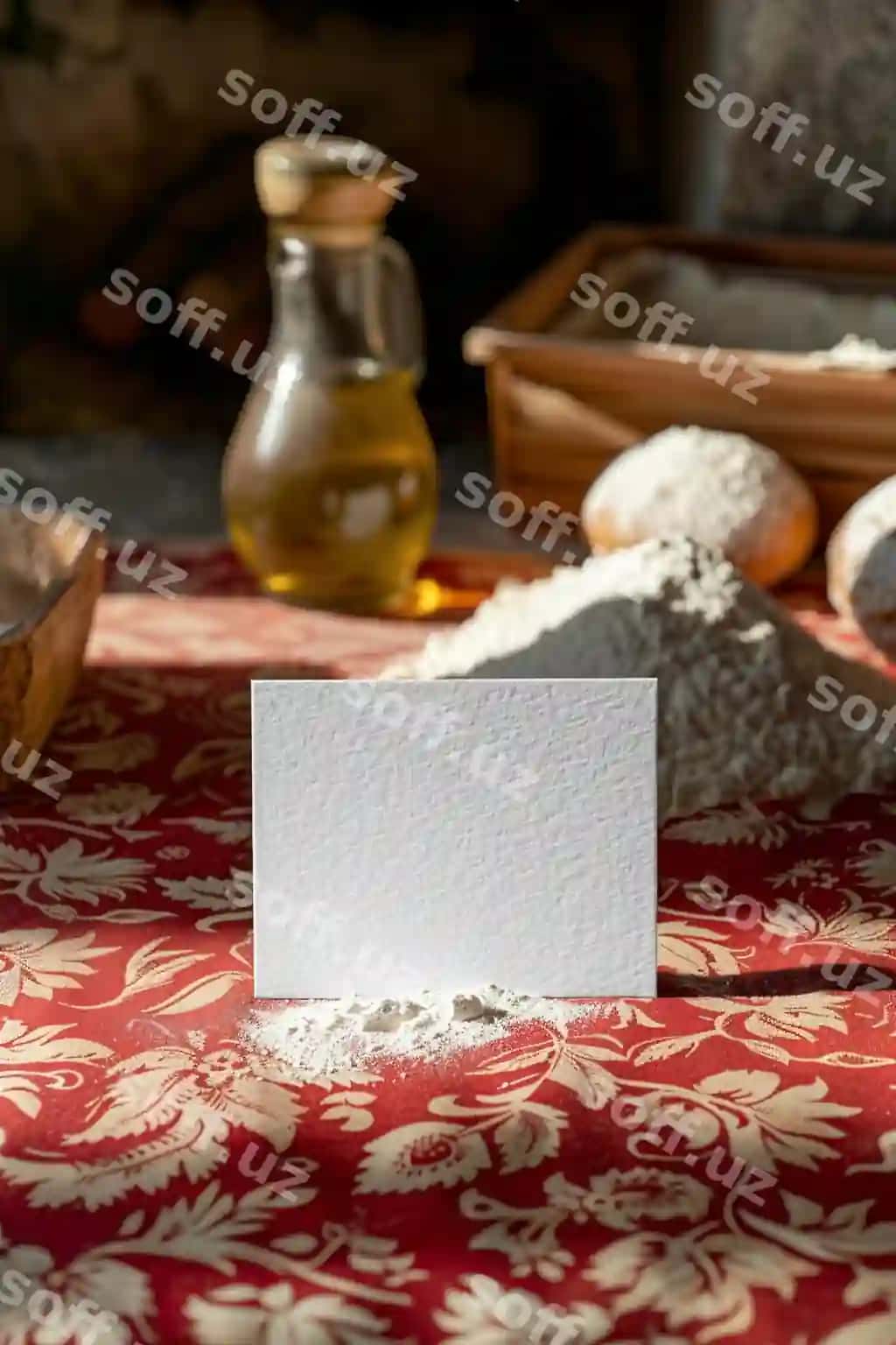 Pecat xonadonasi vizarka kartasi | Bakery business card mockup