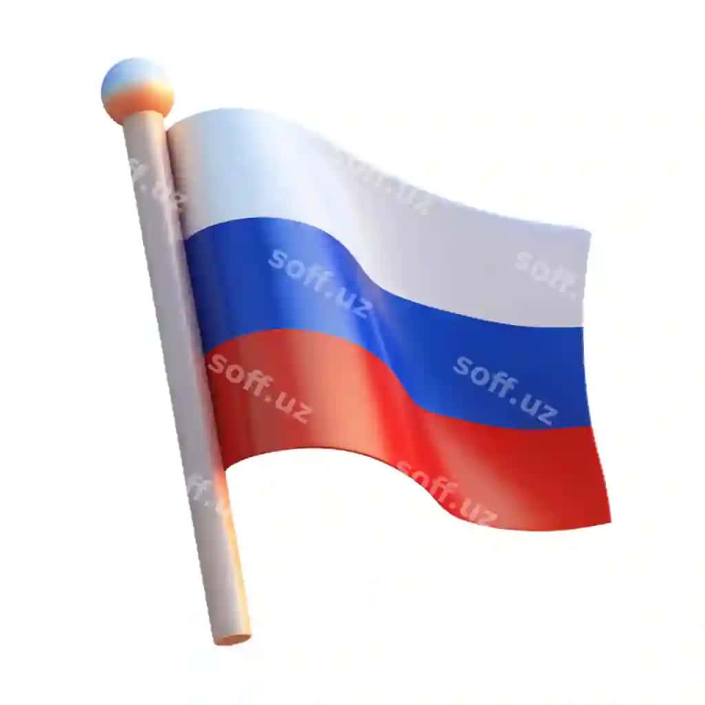 Rusiya bayrog'i 3d karyakatur stili illustratsiyasi | Russia flag 3d cartoon style illustration