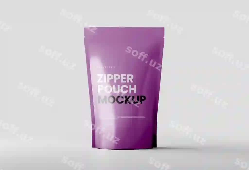 Binafshang zip poçta mockup | Purple zipper pouch mockup
