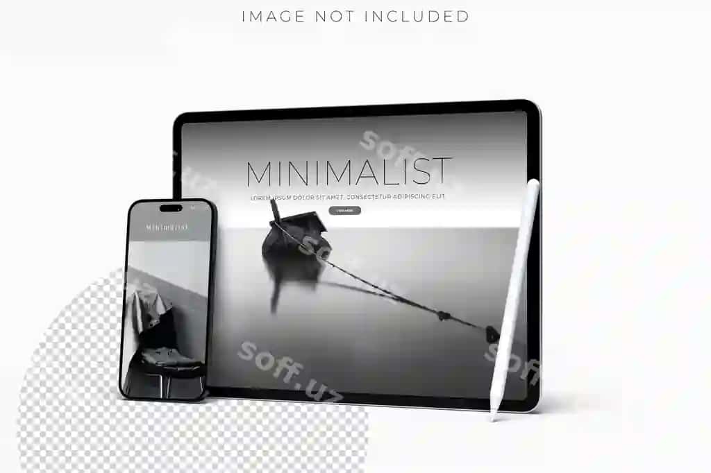 Realistik zamonaviy planshet qalam smartfon raqamli qurilma mockup | Realistic modern tablet pencil smartphone digital device mockup 2