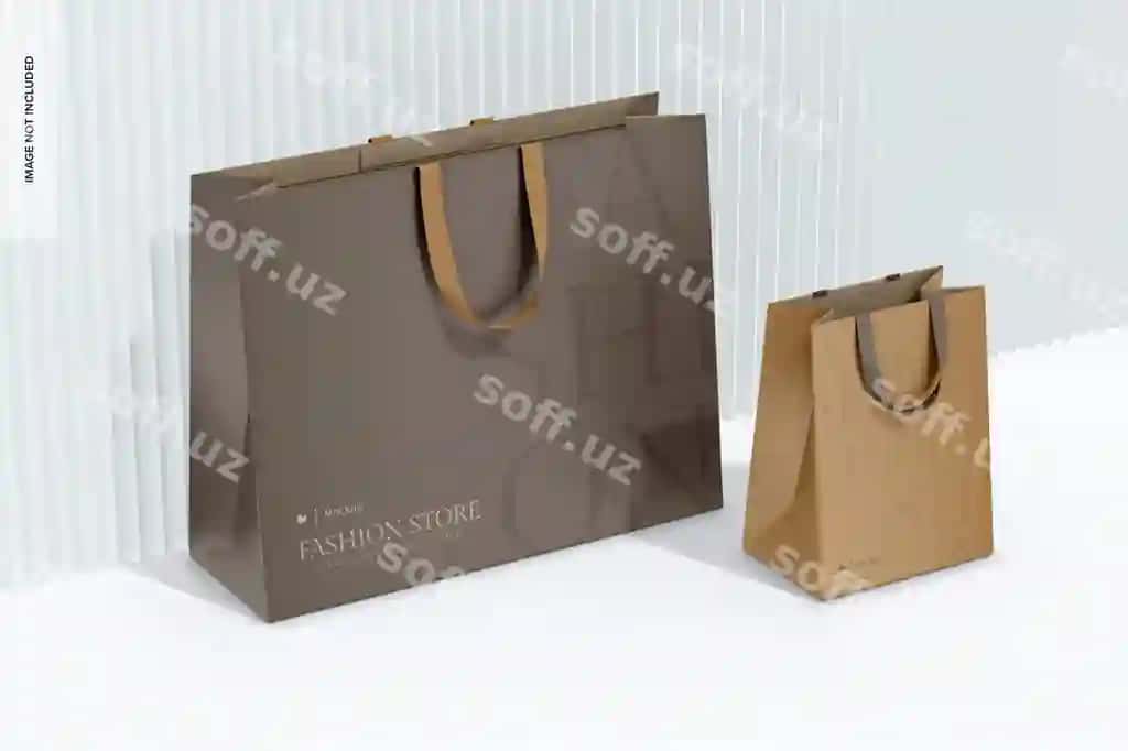 Moda do'kon sumkalar namuna perspektivasi | Fashion store bags mockup perspective 2