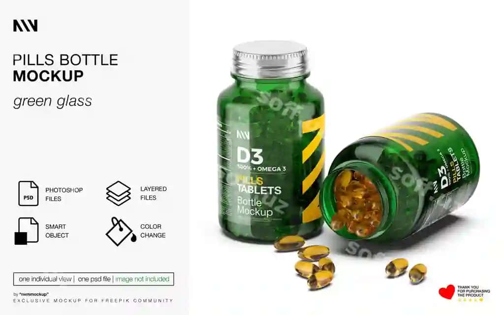 Dorilar shishasi namunasi | Pills bottle mockup