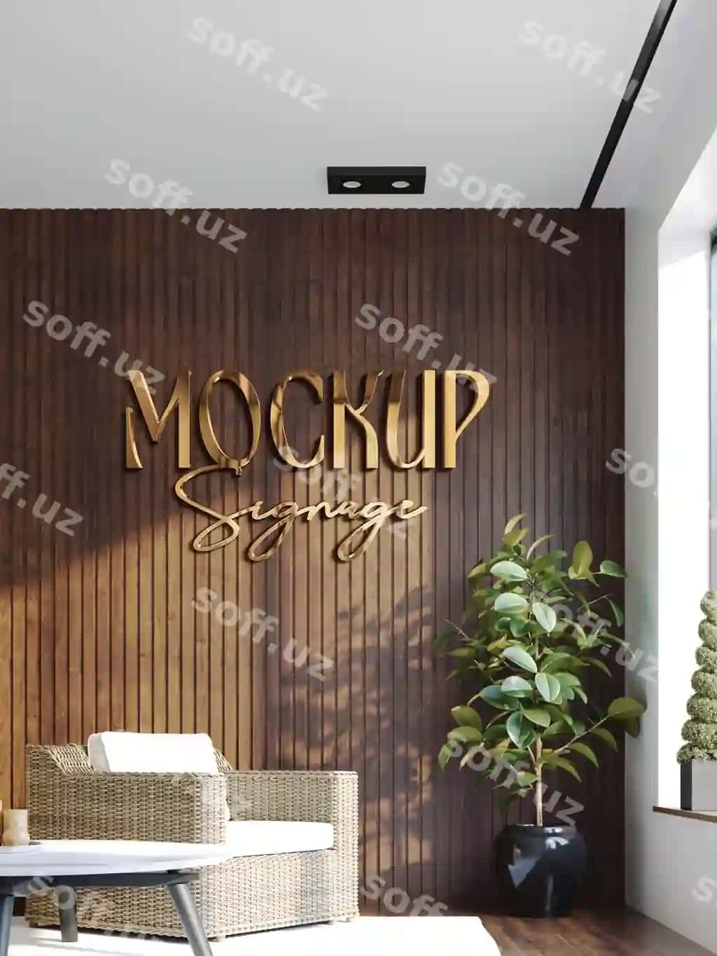 Panelli devor logo mockup | Paneled wall logo mockup