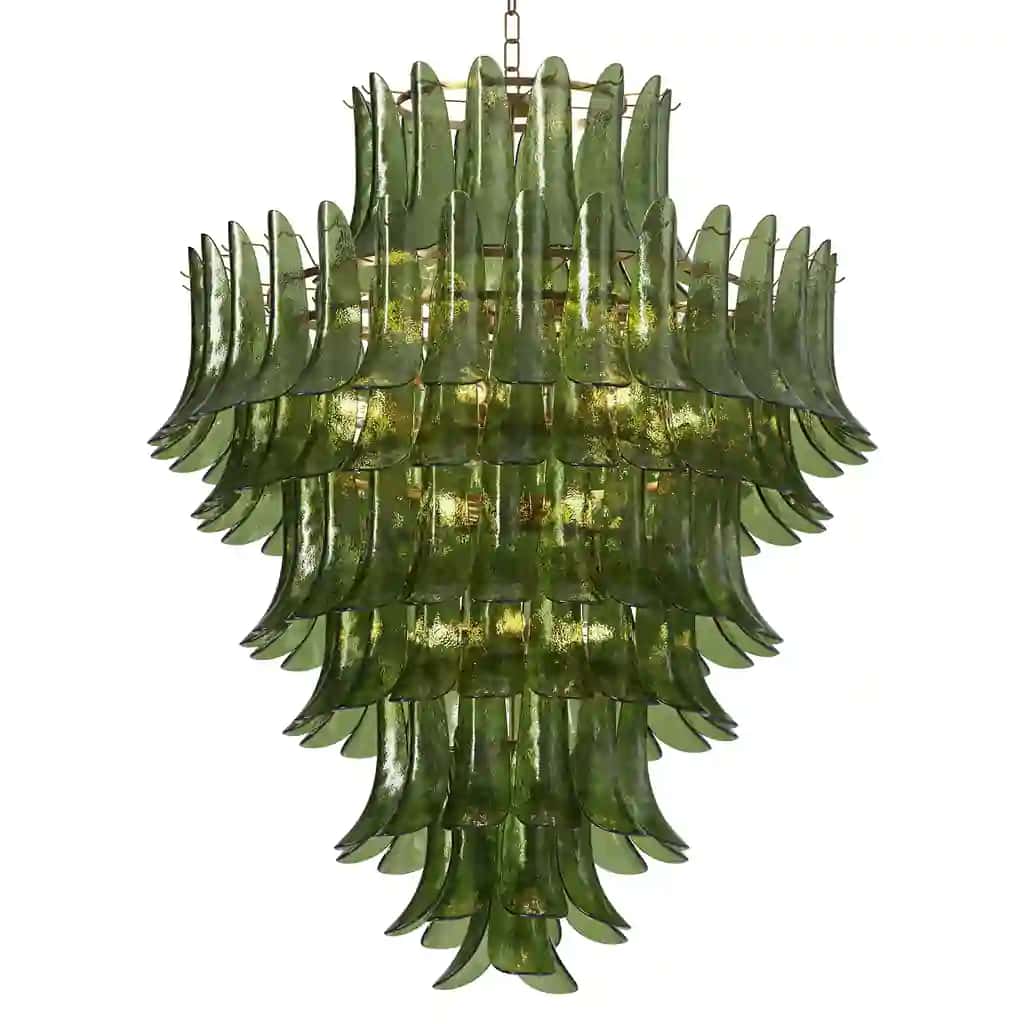 Green Murano Glass Petal Chandelier
