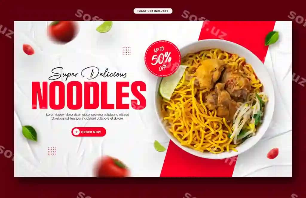 Ovqat menyusi restoran veb baner shabloni Facebook profil qoplashi post shabloni | Food menu restaurant web banner template facebook cover post template 2