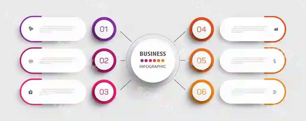 Bisnes infografika dizayn shabloni ikonkalar bilan 6 variantlar | Business infographic design template with icons 6 options