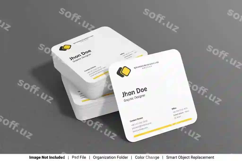 Aylantirilgan kvadrat biznes‑karta mockup | Rounded square business card mockup