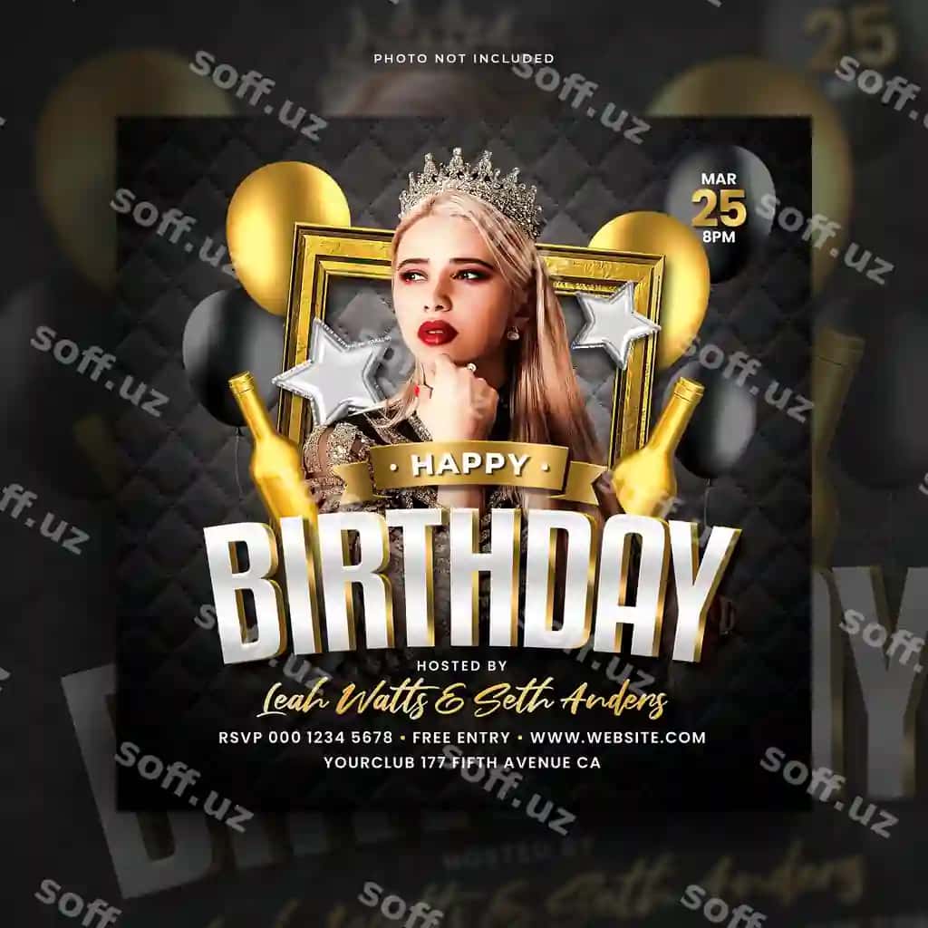 Tug'ilgan kun bayrami to'pcha flyeri ijtimoiy tarmoqlardagi xabarlar veb-bannerlari | Birthday celebration party flyer social media post web banner
