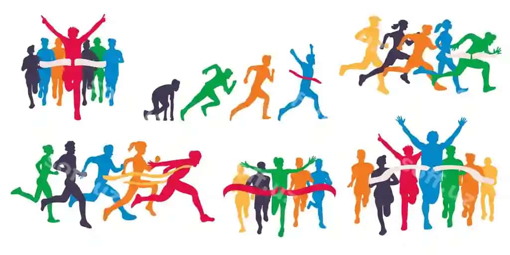 Rangli sportchi marafon siluetlari, yugurish, jogir, yarisma, sport | Colorful athlete running joging marathon silhouettes race sport