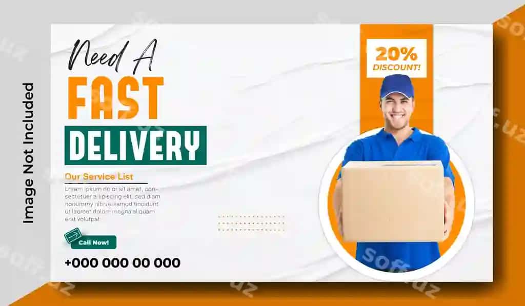 Yetkazib berish xizmati sargatma reklama veb baner shablon dizayni | Delivery service ads promotional web banner template design