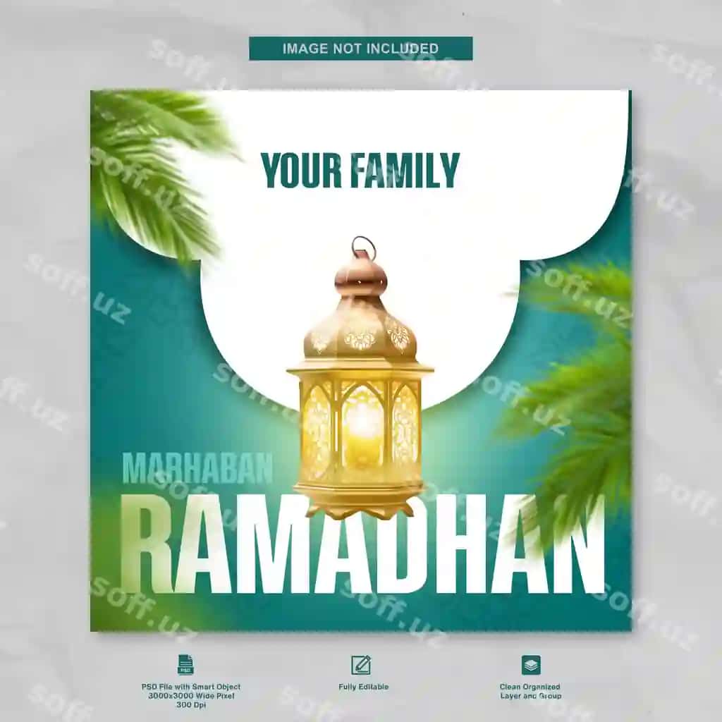 Flat Ramazon foni 3d fano bilan ijtimoiy tarmoqlar Instagram | Flat ramadhan background with 3d lantern social media instagram 2