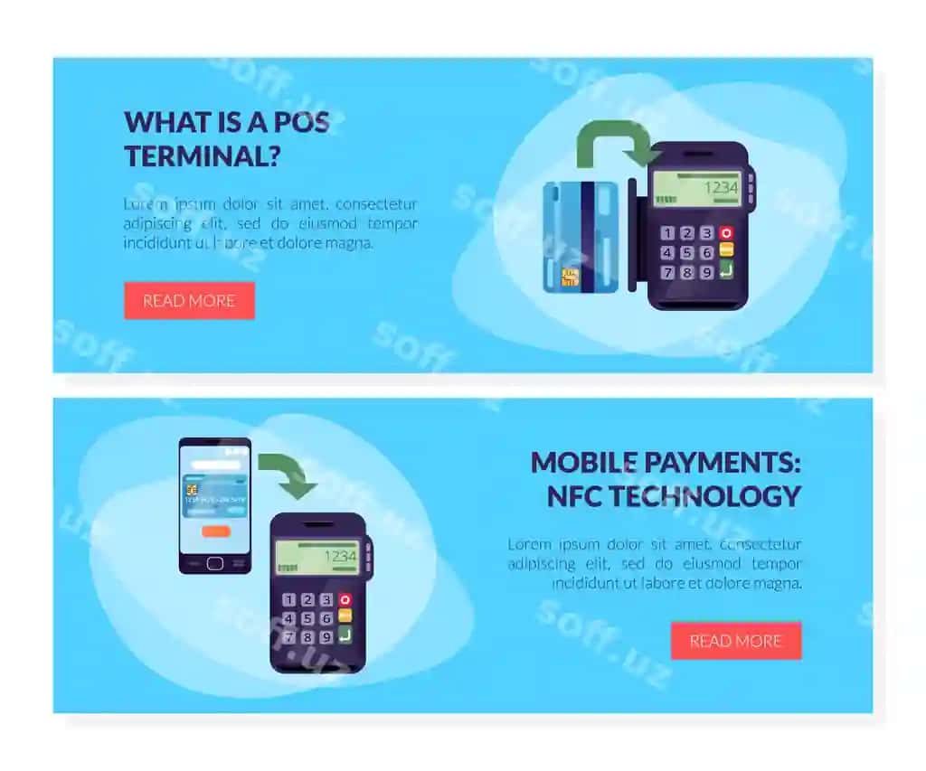 To'lov pul o'tkazmalari punkt sotuv terminali bilan plastik karta vektori | Payment money transfer with point sale terminal plastic card vector