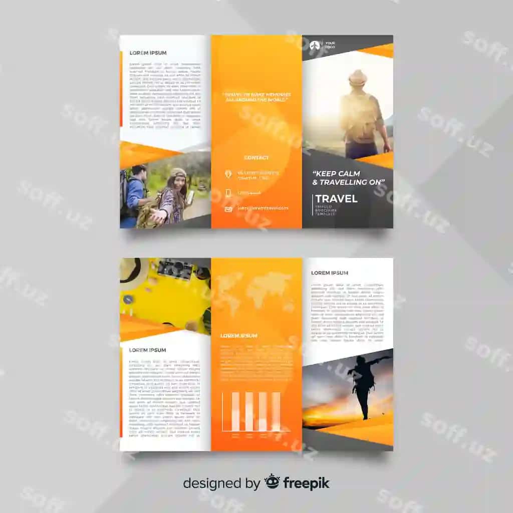 Sayohat uch panellik broshyur shabloni | Travel trifold brochure template