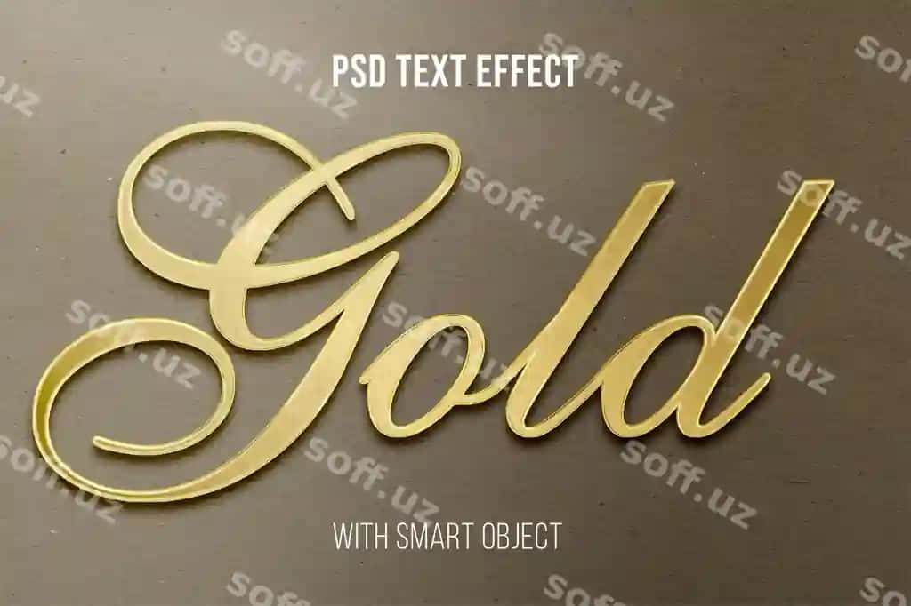 Oltin matn effekti psd aklli obyekt bilan | Gold text effect psd with smart object