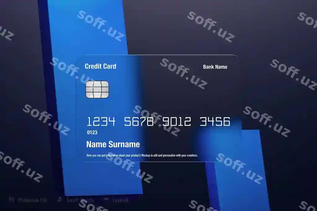 Shaffof kredit karta modeli ajraltirilgan yumshoq rangli orqa fonda 3D | Transparent credit card mockup isolated soft color background 3d
