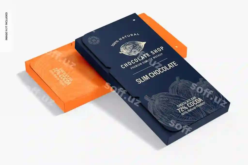 Vaghtli shokolad qutilari namunasi yog'gan | Slim chocolate boxes mockup leaned