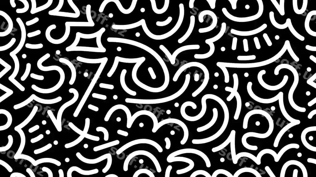 Chizma geometric uzilsiz naqsh orqa fon monokrom retro anqariy | Doodle geometric seamless pattern background monochrome retro abstract