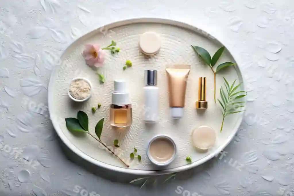 Tray kosmetika kosmetika stol gul bilan bu | Tray cosmetics cosmetics table with flower it