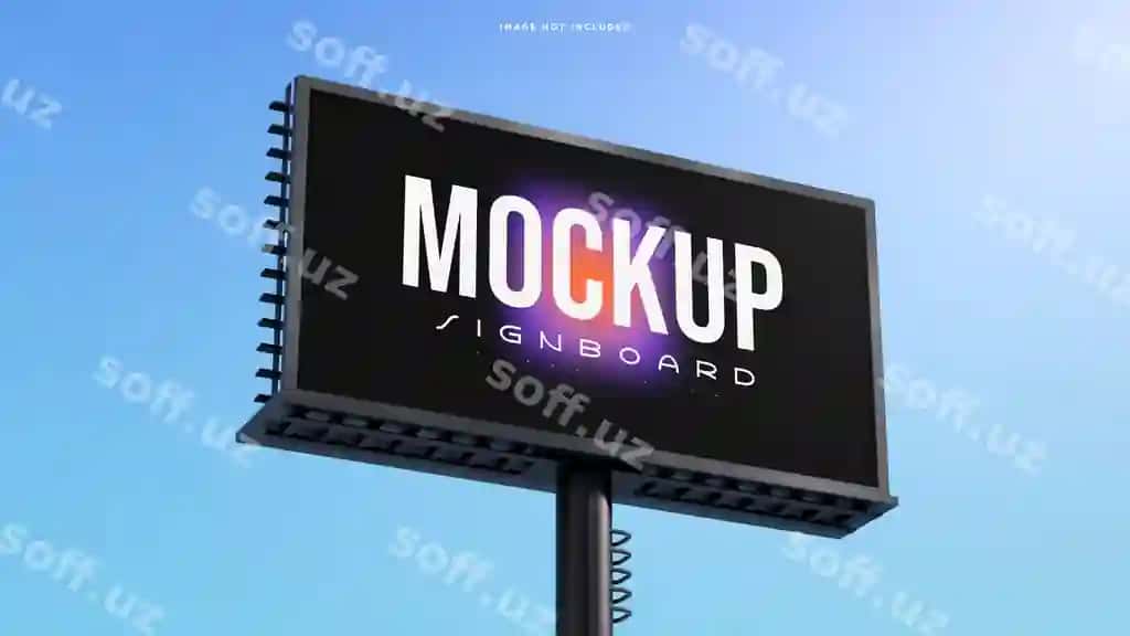 Zamonaviy shahar billboard namunasi ko'k osmon orqa fonda 3D render | Modern urban billboard mockup blue sky background 3d render