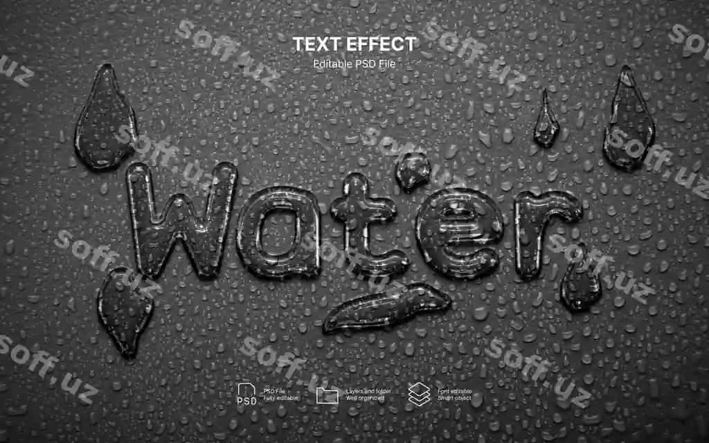 Suv damchi matn efekti | Water drop text effect