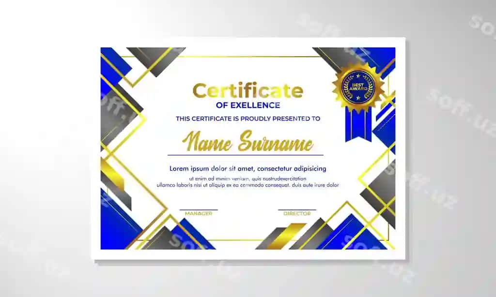 Sertifikat shabloni professional toza dizayn vektor illustratsiyasi | Certificate template with professional clean design vector illustration 2