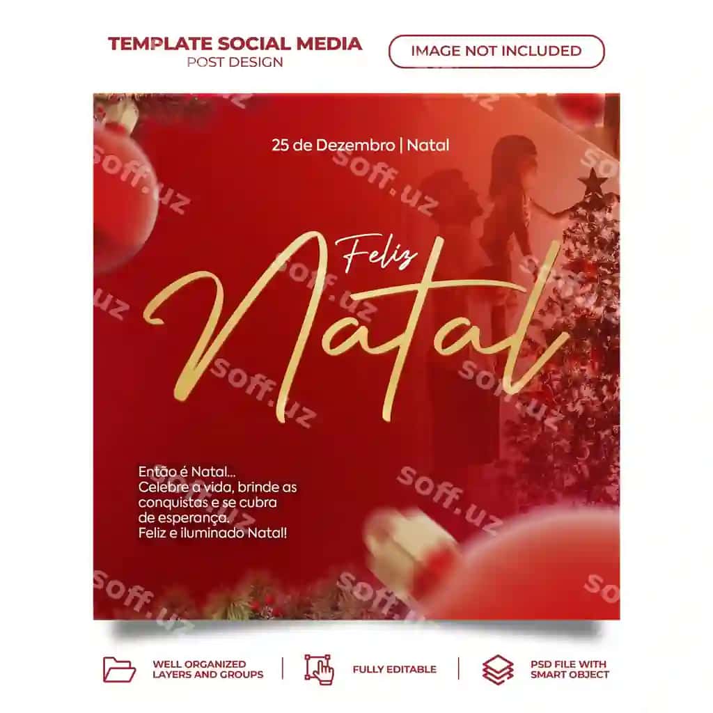 Sd feed Baxmalik tabriklari Portugalcha 3d render Marketing Braziliya shabloni | Sd feed merry christmas portuguese 3d render marketing brazil template 2