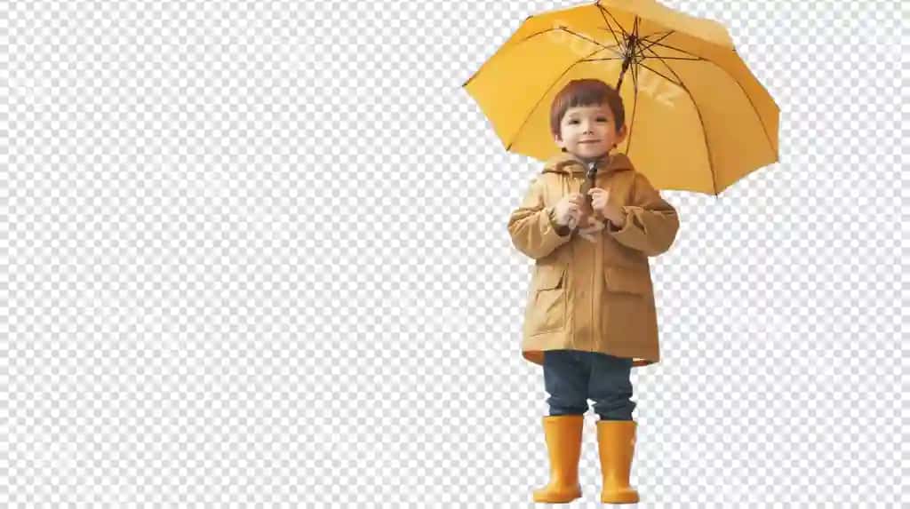 Baxtli yosh bola doppida suvli poyga o'tkazadi, bolalar kiyimlari aksiyalari. | Cheerful young boy raincoat jumping puddles kids39 wear promotions