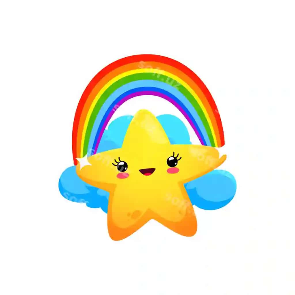 Multfil'm chiroyli yulduz kawaii qahramon bo'ron bilan | Cartoon cute star kawaii character with rainbow 2
