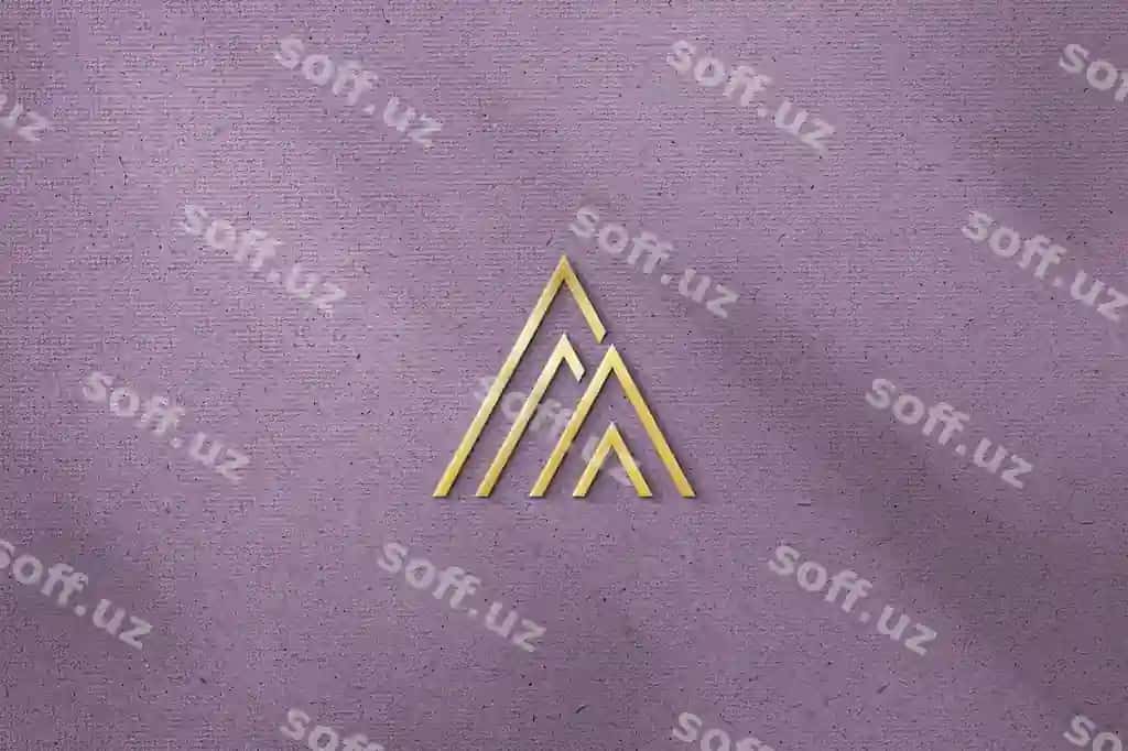 Chiziqlangan oltin logotipi modeli binafsha rangdagi fonda | Embossed gold logo mockup purple colored background
