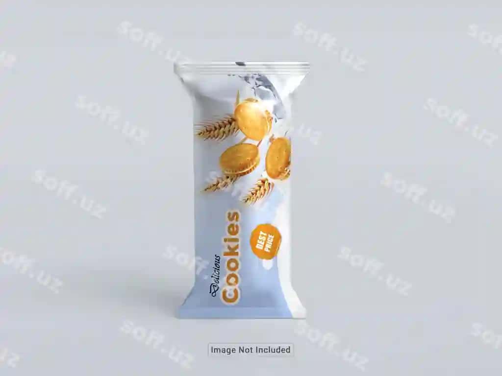 Psd glossy biskit qadoqlash namunasi | Psd glossy biscuit packaging mockup 2
